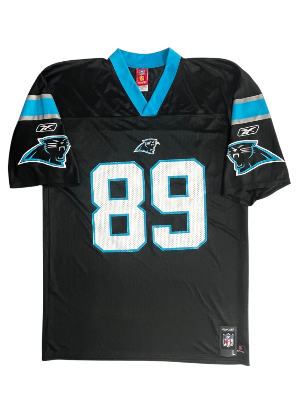 Reebok Panthers #89 Smith NFL Players Jersey, Black, Blue Vintage 2007